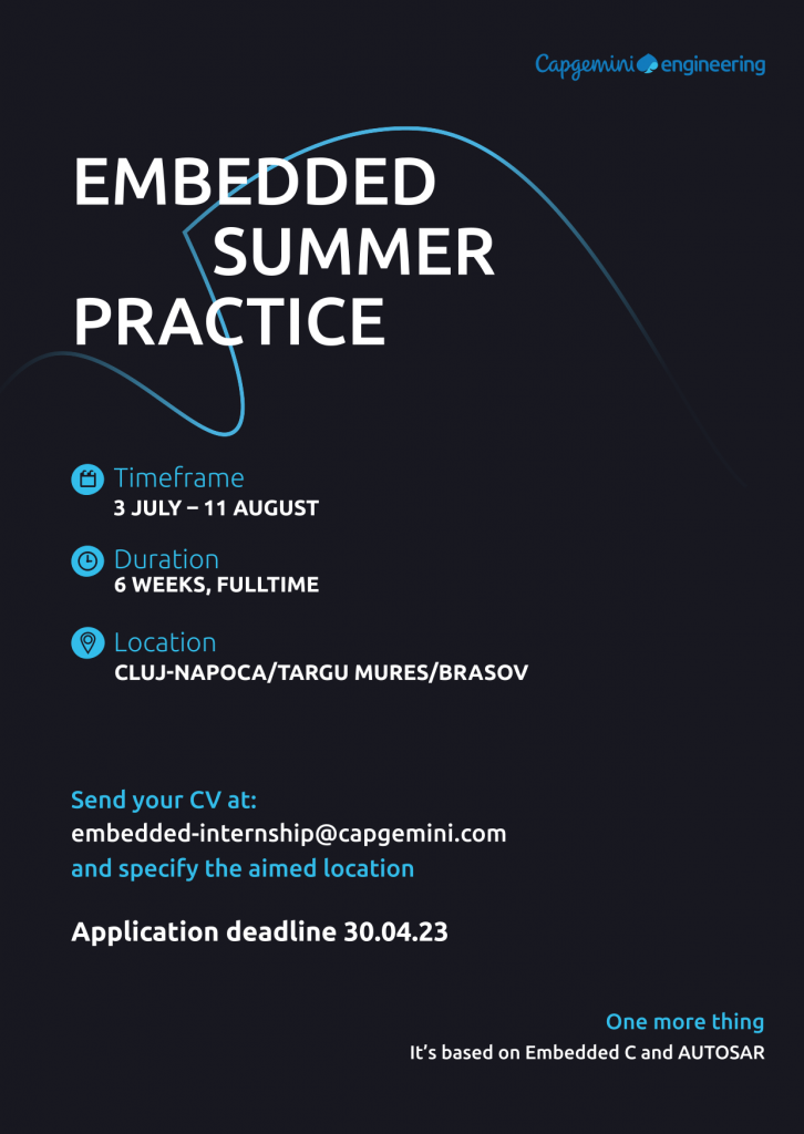 Capgemini Engineering Embedded Internship Facultatea de Matematică și