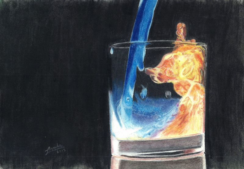 A4 soft pastel Water and Fire